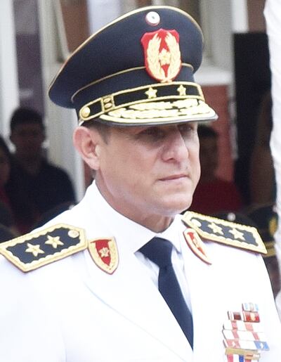 Crio. Francisco Resquín, comandante de la Policía Nacional,  brindó  ayer declaraciones  en la Academia de la Policía, en Luque.