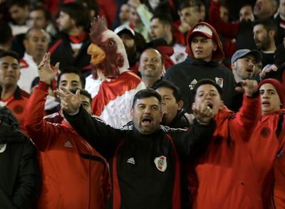 Los hinchas de River Plate presentes en el estadio.
