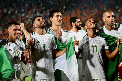 El festejo de los jugadores de Argelia luego de la consagración.