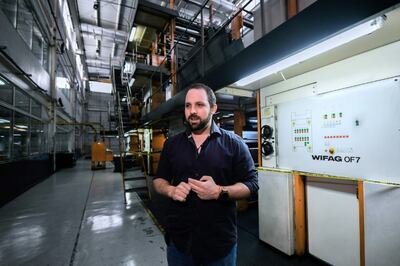 Jorge Makriniotis, gerente de El Nacional, en una entrevista con AFP el 14 de junio de 2019 en la imprenta del diario en Caracas.