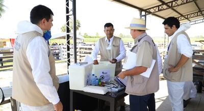 Técnicos del Senacsa y de Fundassa durante el acto de lanzamiento de la vacunación contra aftosa y brucelosis en el Chaco.
