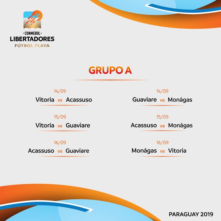 Los grupos de la Copa Libertadores de Fútbol Playa.