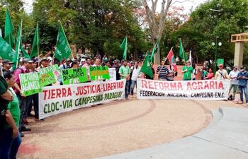 Bajo el lema “Tierra, Justicia y Libertad”, miembros de la FNC se movilizaron ayer en el Día Internacional de los DD.HH.
