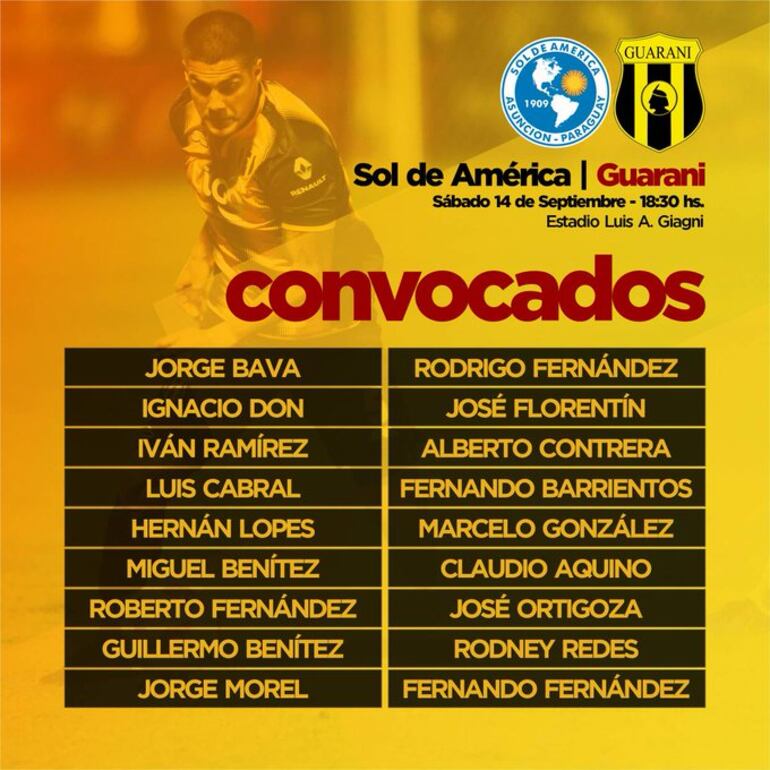 Guaraní, convocados.