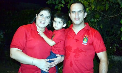 Griselda Fretes, su hijo Jorgito Llano y Marcelo Llano.