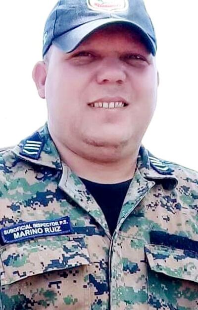 Suboficial inspector Marino Ruiz Mora, baleado en C. Bado.