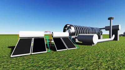 Planta de deshidratación de leche equipada con paneles solares.