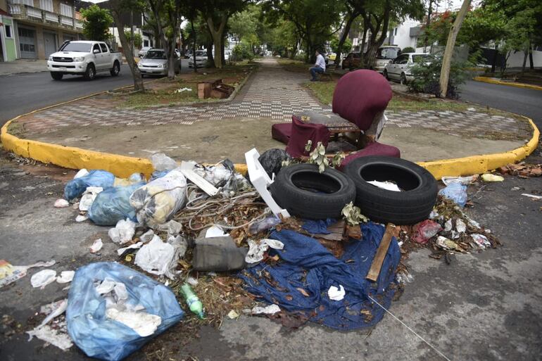 Ciudadanos inconscientes arrojan todo tipo de desperdicio en los espacios públicos.