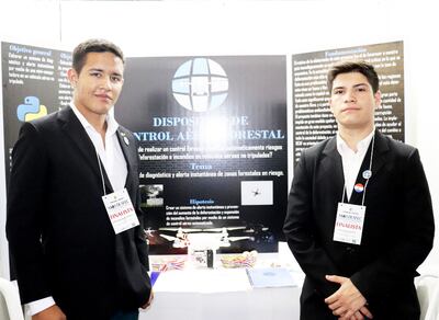 Jóvenes del colegio Salesianito participan de la Mostratec 2019, en Brasil, con un “dispositivo de control aéreo forestal”.