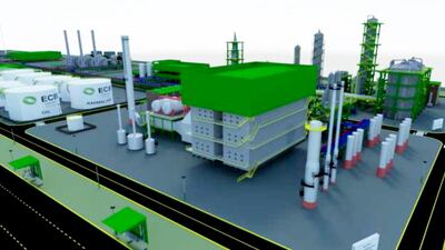 Los inversionistas exhibieron una proyección de la fábrica de hidrógeno que quieren instalar en Villeta.