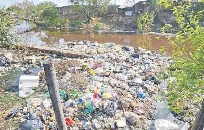 Una vista del arroyo Mburicaó antes de desembocar en el río. Su  contaminación aumentó con los años.