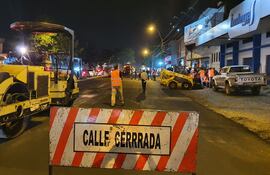En Eusebio Ayala las obras se realizan durante la noche.