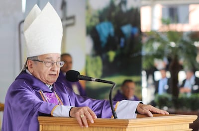 Mons. Mario Melanio Medina ofreció una conferencia de prensa al término de la misa. Se lanzó en contra de la Fiscalía.