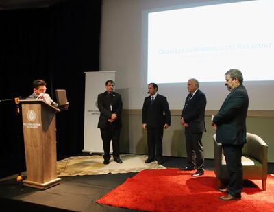 Alberto Martinez, Eduardo Dedoff y Manuel Ferreira, durante el congreso de la logia celebrado ayer.