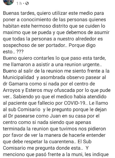 Indignación en redes por médico que no cumplió la cuarentena pese a haber atendido al paciente que murió de COVID-19.