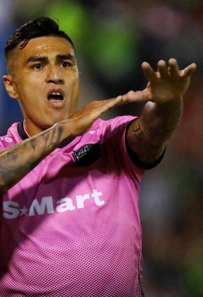 Darío Lezcano, en la celebración del gol para el Juárez de México.