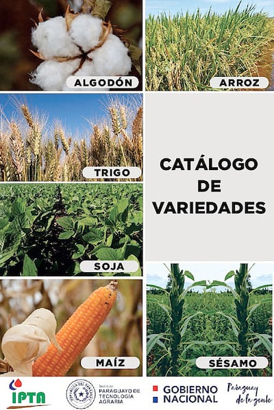Portada del catálogo de variedades del IPTA, que fue presentado por los 10 años del ente.