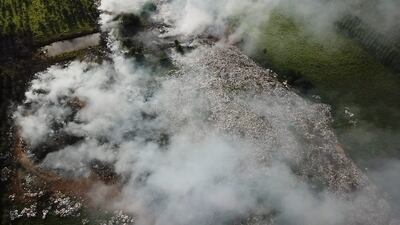 Área afectada por el fuego desde el viernes pasado.