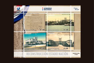Serie de estampillas del Palacio de López que se lanzó este lunes de la Dirección Nacional de Correos del Paraguay (Dinacopa).