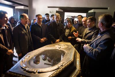 El presidente Mario Abdo Benítez en el Museo Campamento Cerro León, este miércoles.