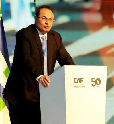 Luis Carranza, presidente de CAF,  habló en Quito del reporte 2019 de economía y desarrollo, que también se presentará el próximo 19 en Paraguay.