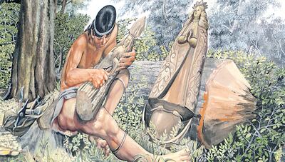 Una imagen que se puede apreciar en el relato en pintura    sobre  el origen  de la devoción a Virgen de los Milagros de Caacupé en el mirador de la Basílica.