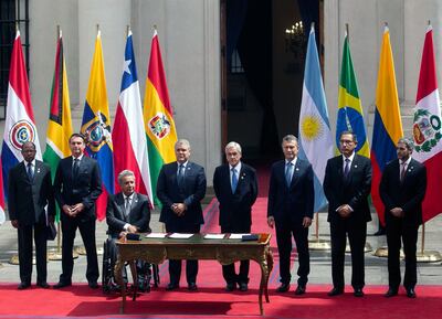 Imagen de archivo de los líderes de los países que conforman el Foro para el Progreso de América del Sur (Prosur) durante su constitución, en marzo.