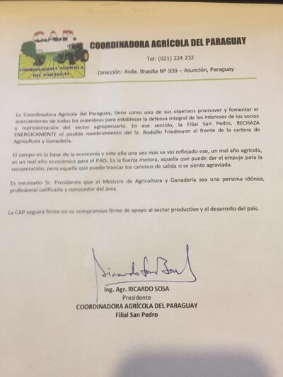 Coordinadora Agrícola de Paraguay (CAP)