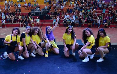 Los integrantes del grupo musical Moon en el festival, en el anfiteatro del Lago de la República.