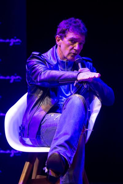 El actor Antonio Banderas anuncia la posible puesta del musical "Evita", en el Teatro del Soho de Málaga.