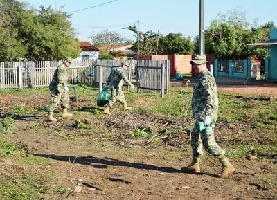 Militares de la 4ª División de Infantería participaron ayer del rastrillaje realizado en el barrio Primavera de Concepción.