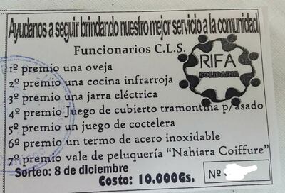 Una de las boletas vendidas por los funcionarios para poder generar ingresos económicos.
