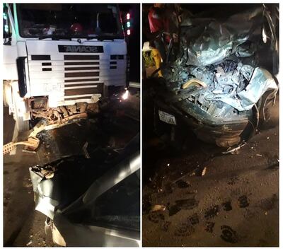 Estado en que quedaron los vehículos luego del choque frontal.