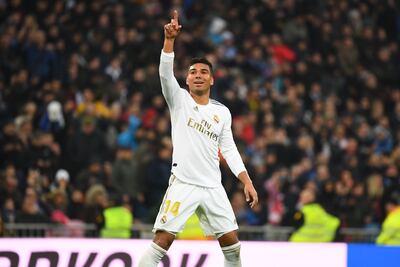 El festejo del brasileño Casemiro, la figura del encuentro.