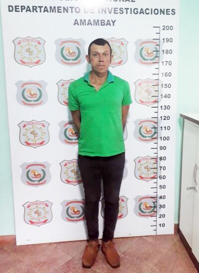 Carlos Galeano Barrios, supuesto secuestrador detenido ayer en Pedro Juan Caballero. Sus hermanos Pedro y Enrique ya fueron apresados también por el mismo caso de Capitán Bado.