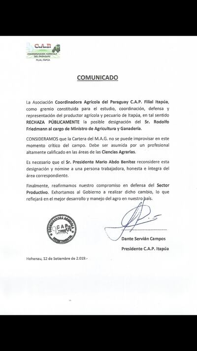 Coordinadora Agrícola de Paraguay (CAP)