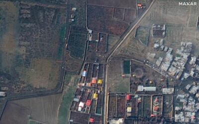 Zona en donde cayó el avión de Ukranian Airlines vista desde una foto captada por un satélite.