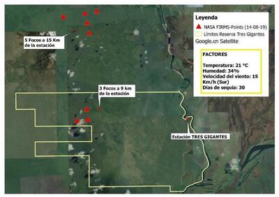 Imágenes satelitales del incendio en el Pantanal.