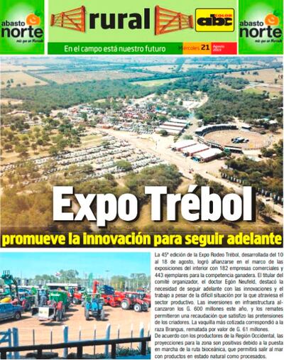 Esta es la portada del Suplemento Rural del 21 de agosto de 2019.