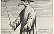 Imagen de un grabado de Paul Fürst de un médico de la peste negra en 1656.