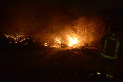 Bomberos intervienen ante irresponsable quema de basuras en la Costanera Norte.