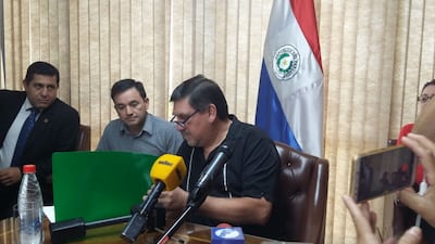 Blas Llano, en conferencia de prensa esta mañana.