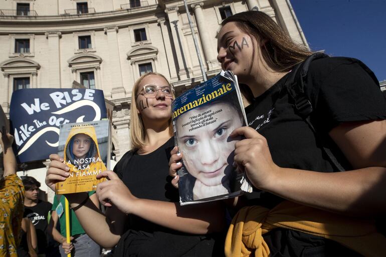 En Roma, muchos activistas se sintieron inspirados por la adolescente sueca Greta Thunberg (16). 