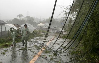Destrozos a raíz del tifón en Japón.