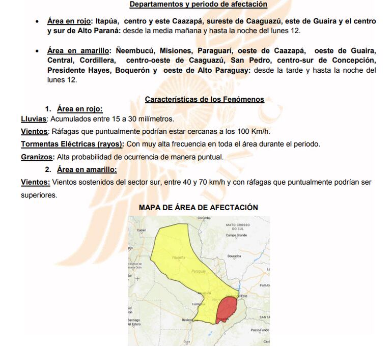 Boletín especial para este lunes.