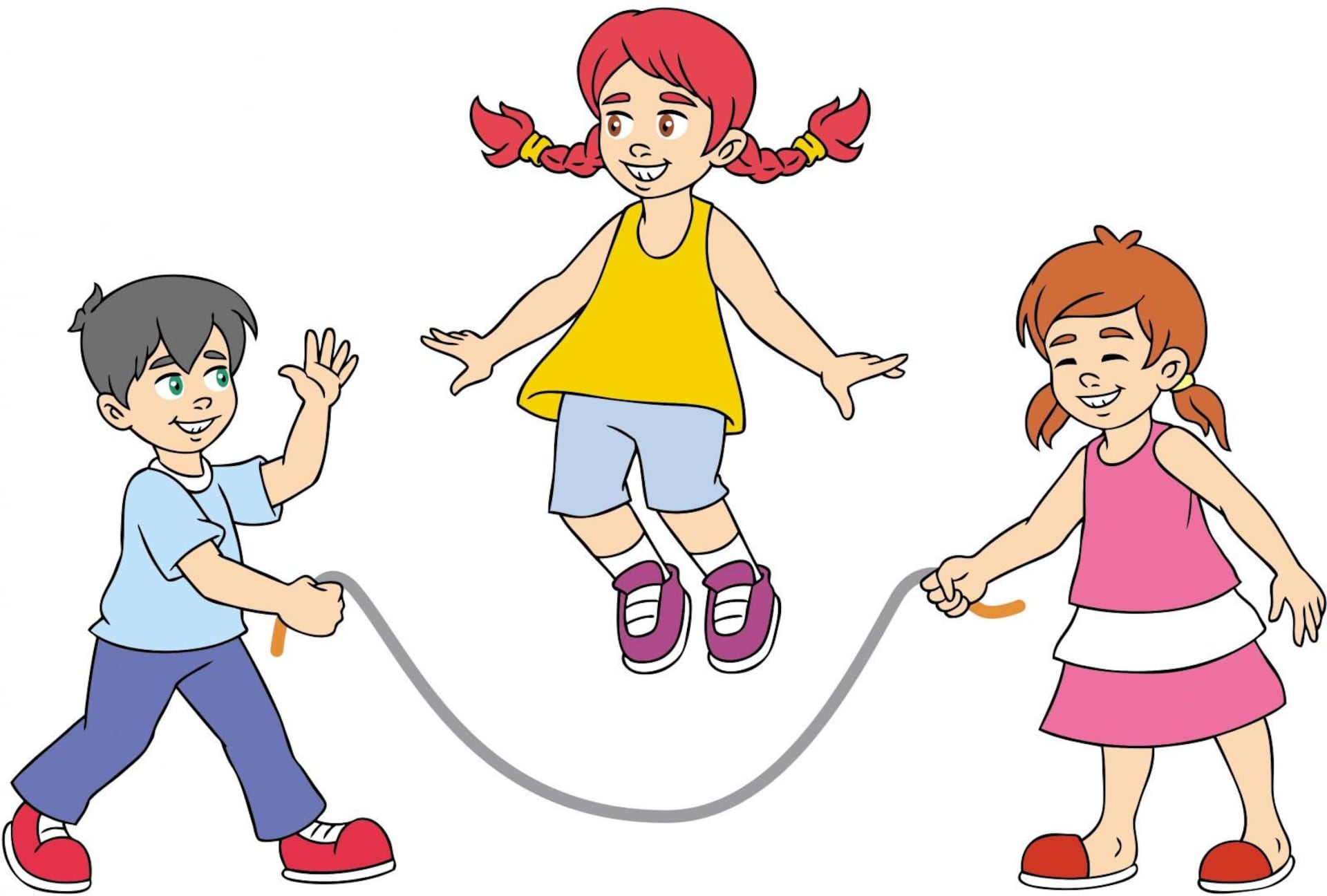 niños haciendo saltos clipart