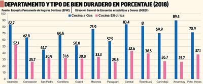DEPARTAMENTO Y TIPO DE BIEN DURADERO EN PORCENTAJE (2018)