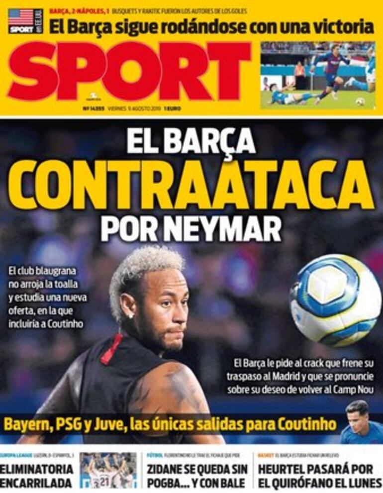 La portada del diario catalán sobre el caso de Neymar entre el Barcelona y el Real Madrid.