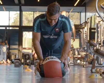 Diego Churín durante un entrenamiento con el plantel en la pretemporada de Brasil.