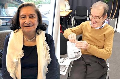 Liduvina de Graf y Ernesto Graf, compatriotas residentes en Suiza.